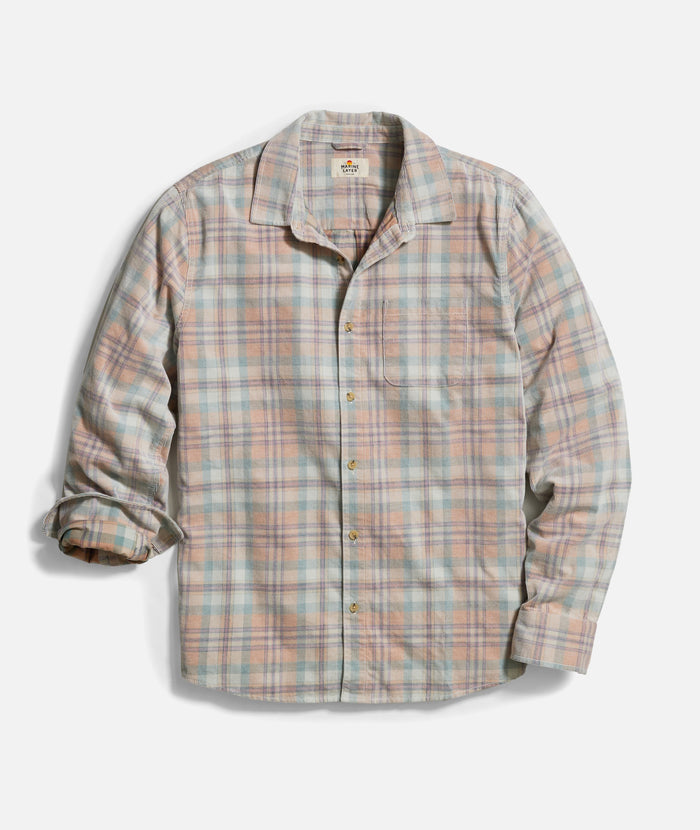 Marine Layer Lightweight Plaid Cord Shirt-Cork Multi plaid