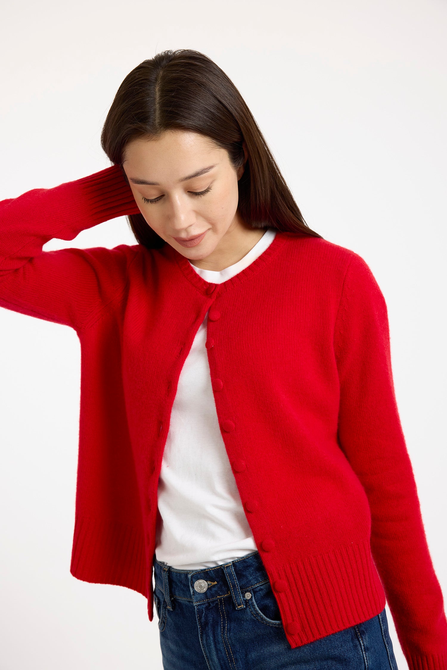 Brodie Cashmere Niamh Cardigan Sweater Red