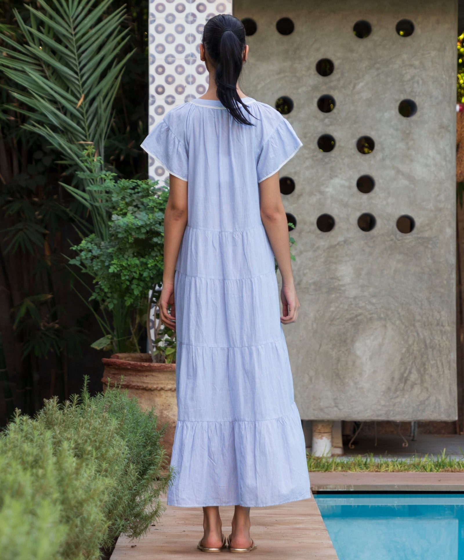 Rose and Rose - Camellia Dress - White/Navy