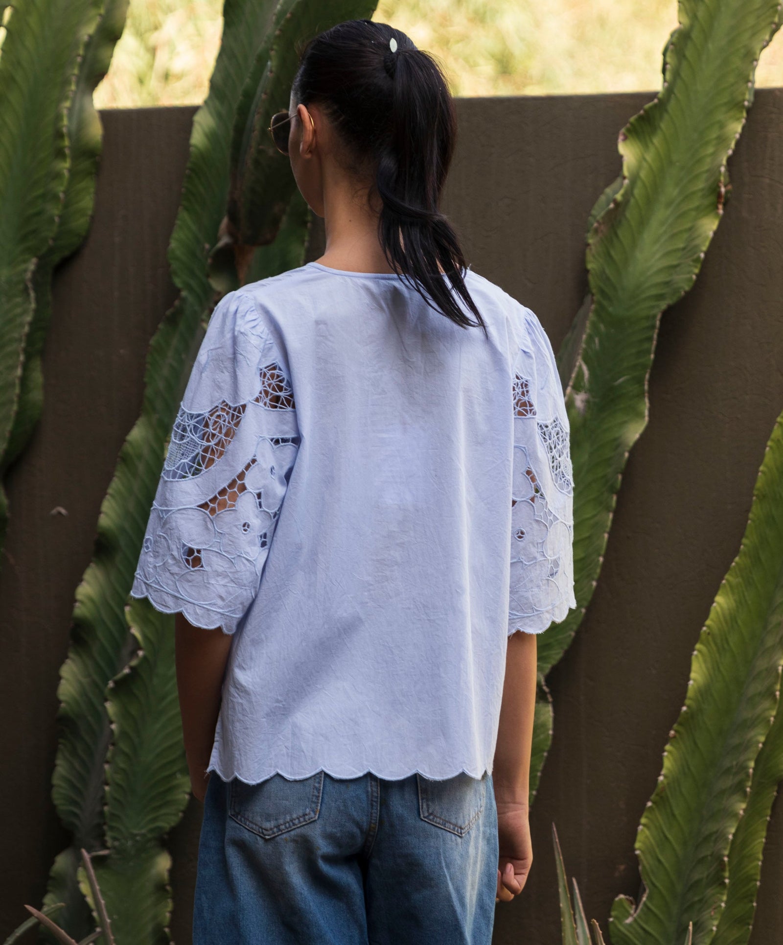 Rose and Rose - Delphinium Top - Banker Blue