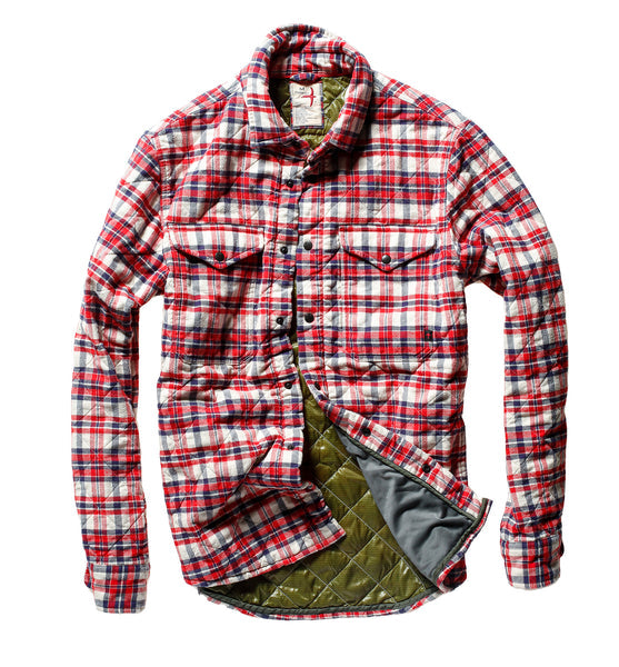 Relwen QUILTED FLANNEL SHIRT JKT-WHITE/RED/BLUE PLAID