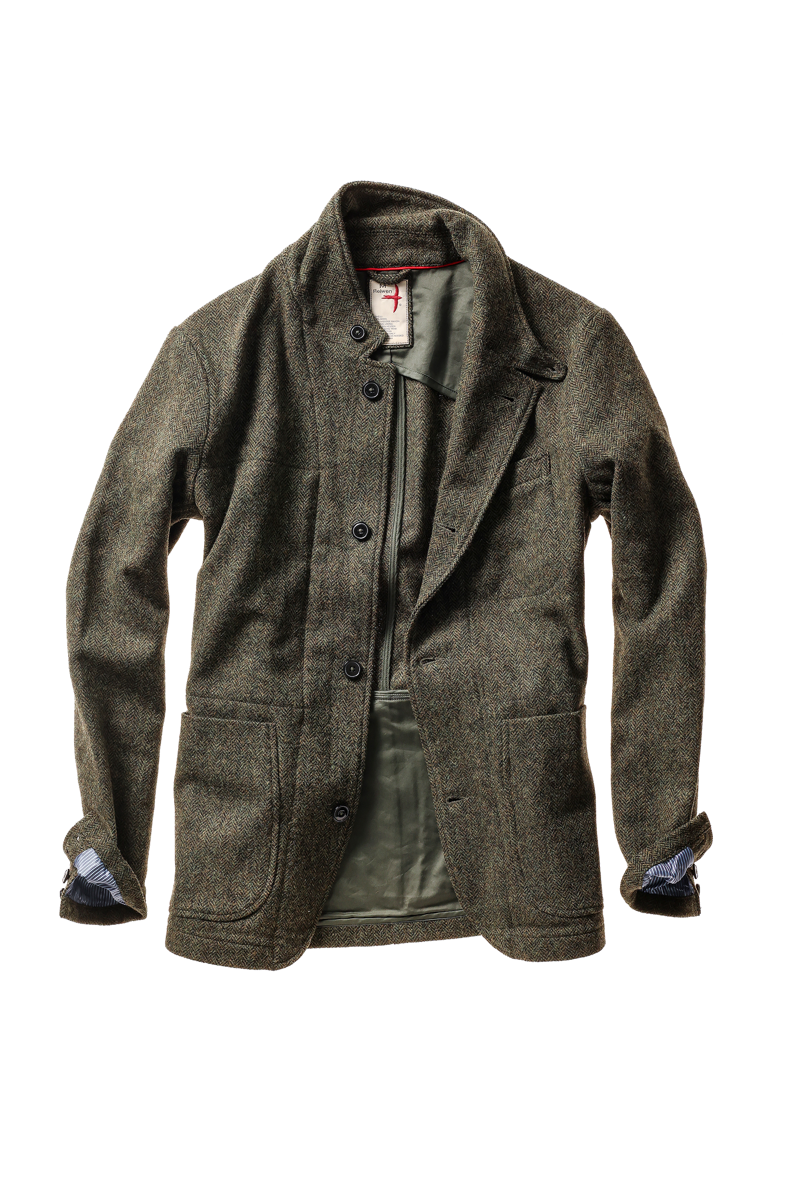 Relwen Heritage Trap Blazer Olive/Black Herringbone