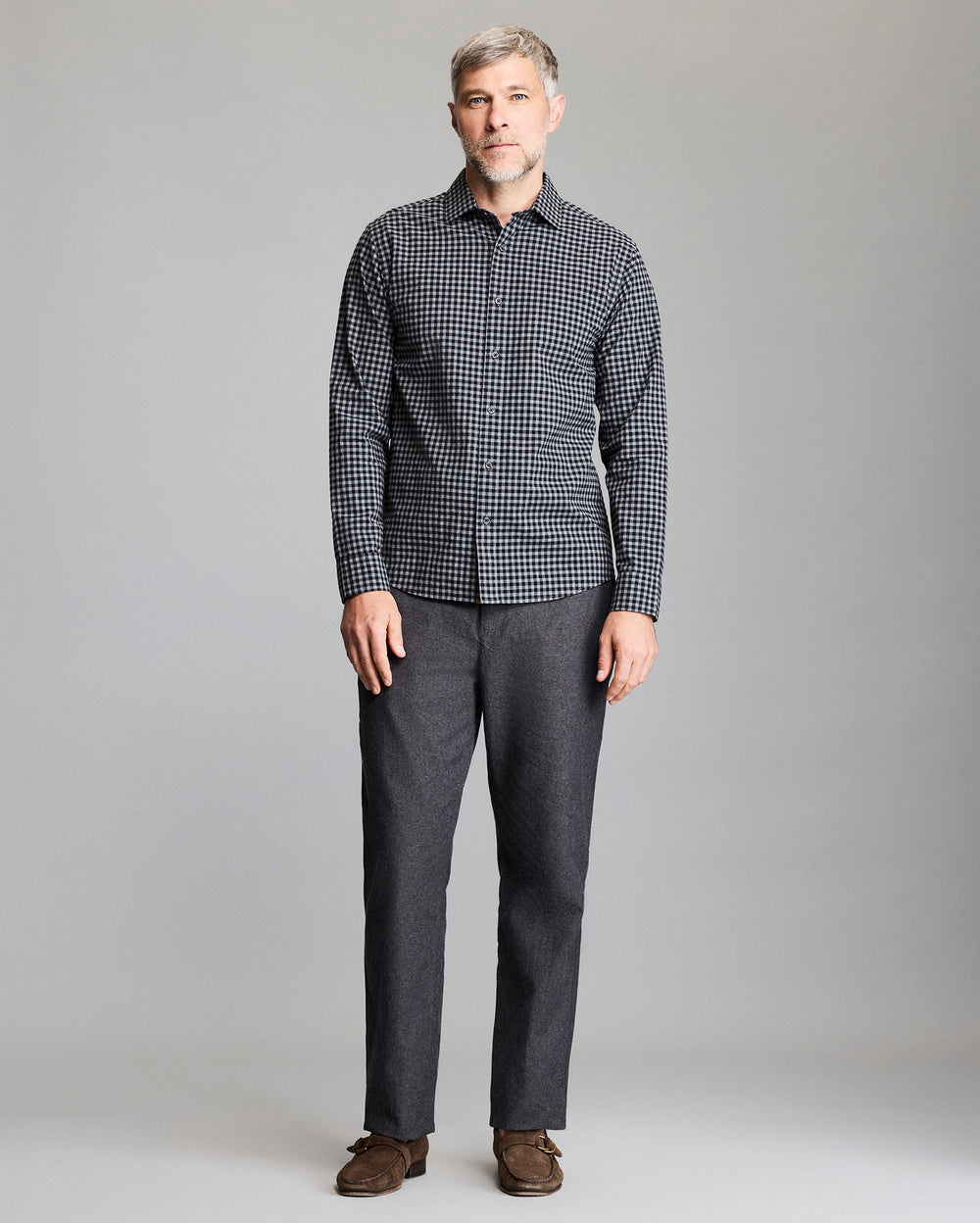 Billy Reid Plaid Check Hutcheson Sport Shirt-Navy/Grey