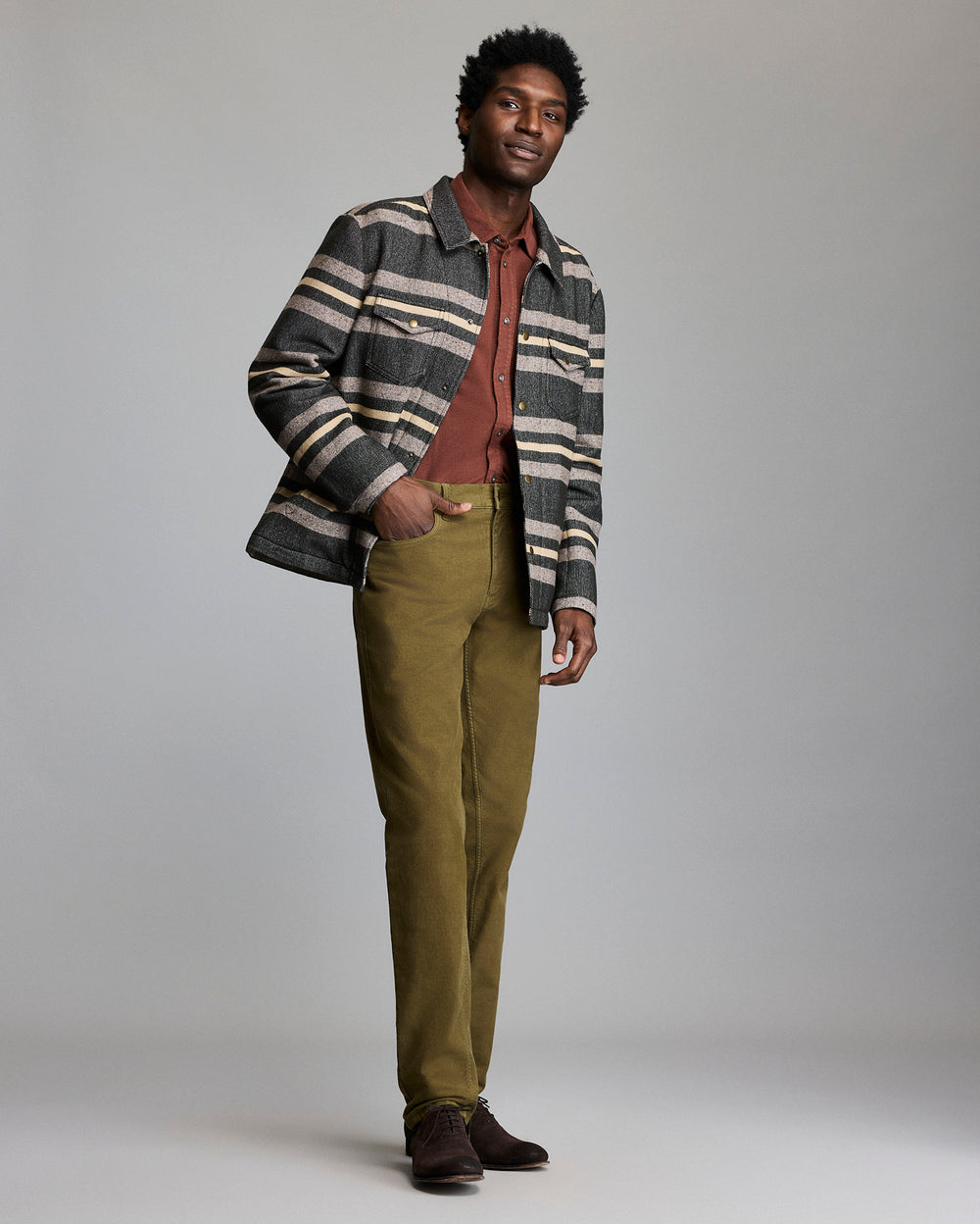 Billy Reid Heirloom Stripe Woodsman Jacket-Asphalt Multi Color