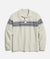 Marine Layer LS Chest Stripe Sweater Polo-pearl/dark indigo