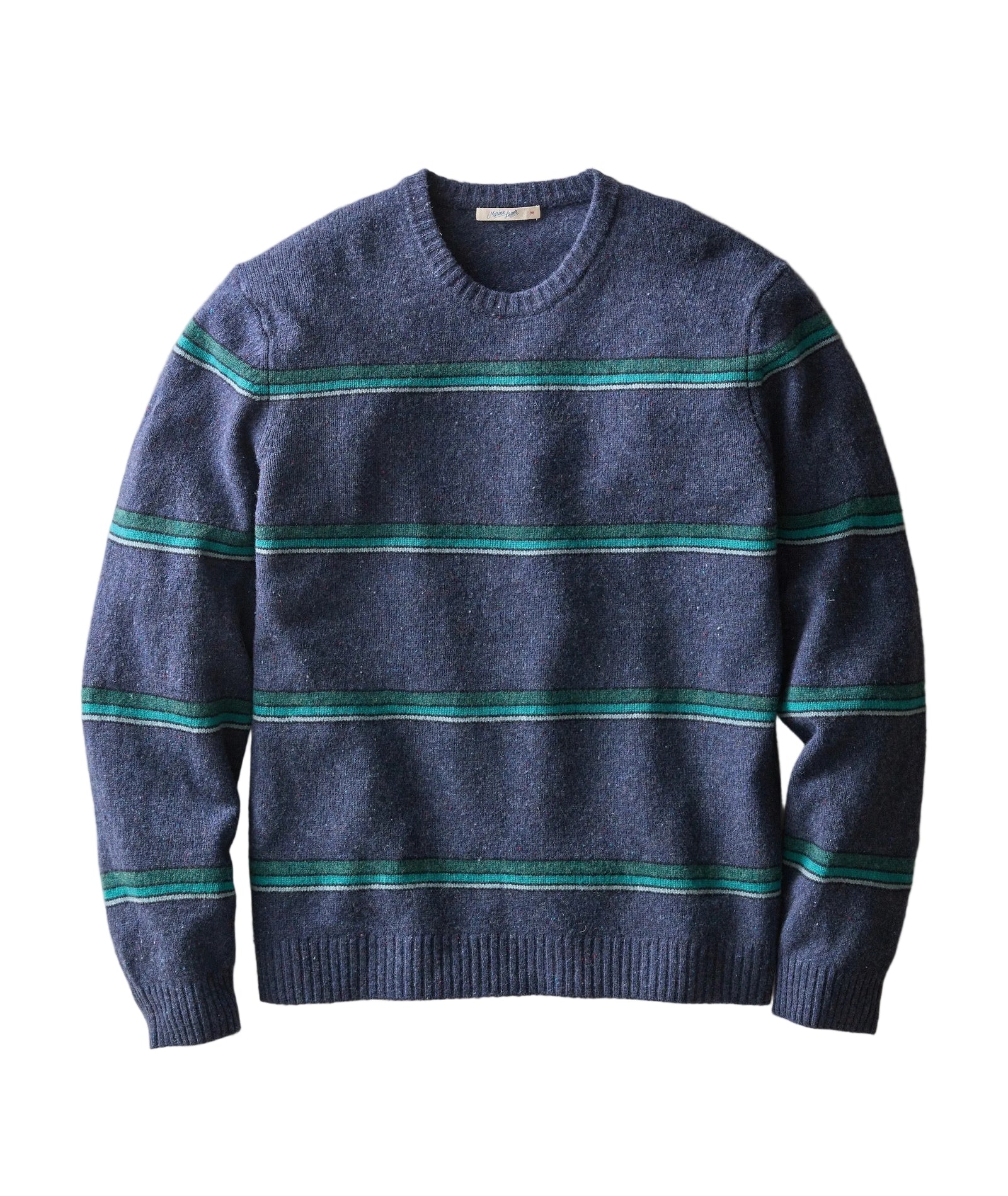 Marine Layer - Merino Crew Sweater - Navy/Green Stripe