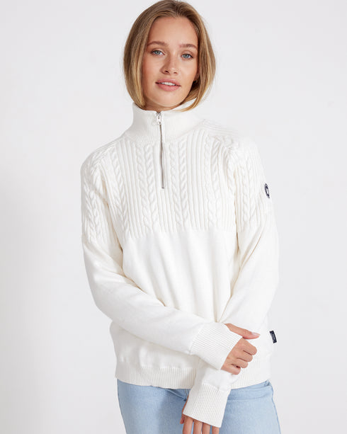 Holebrook Ladies Klara T-Neck Sweater Off White