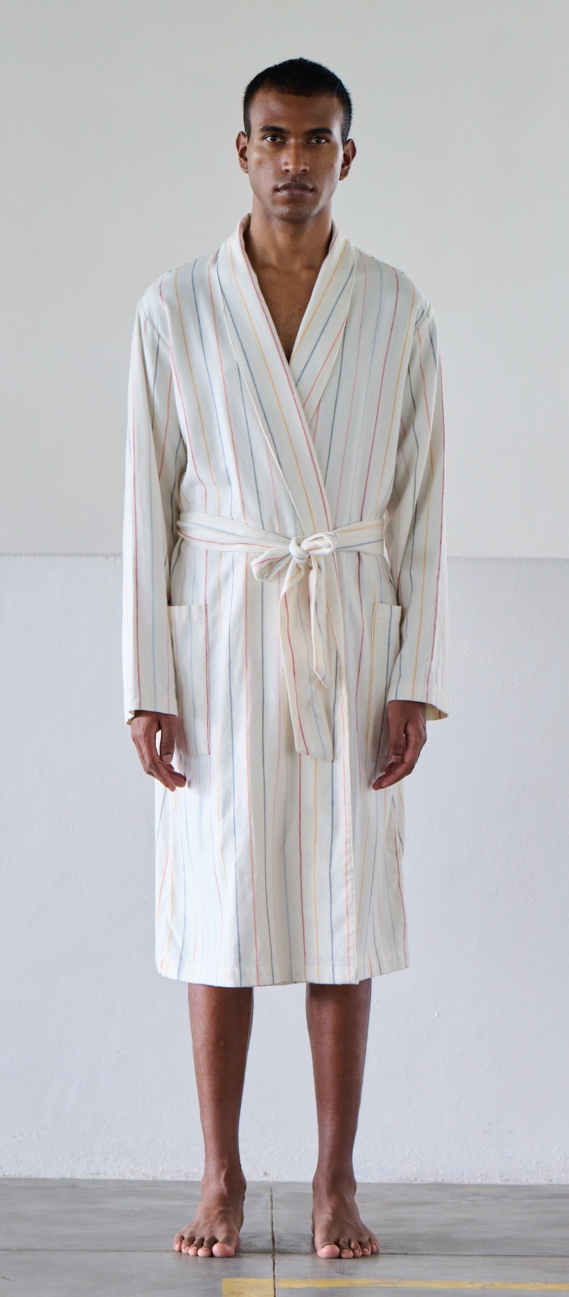 Orignal Madras Trading Co. White Striped Robe