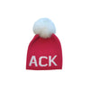 Alashan Cashmere Hat Red Velvet &quot;ACK&quot; White w/ White Pom