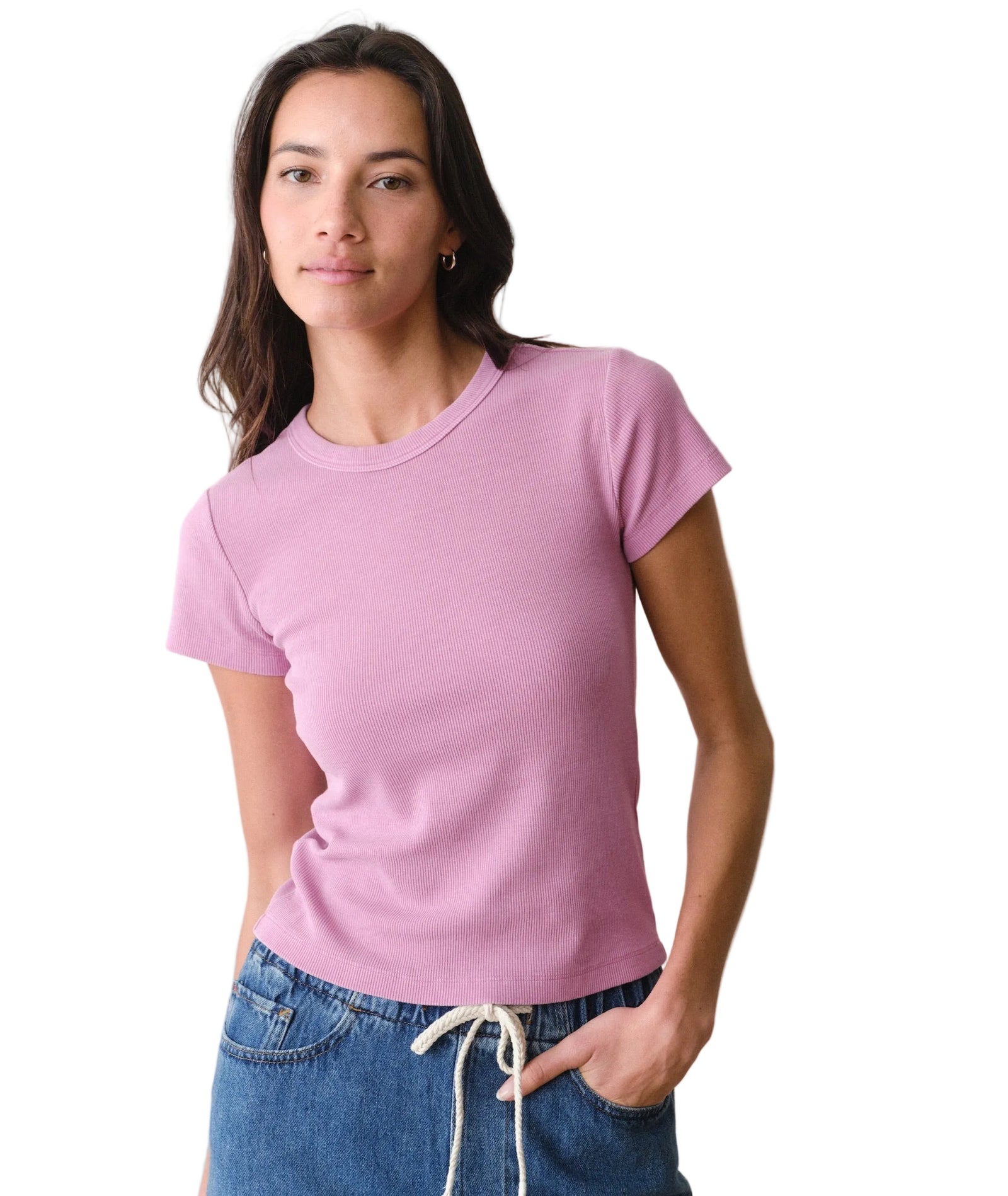Marine Layer - Lexi Rib Sun-In Crew Tee - Faded Mauve