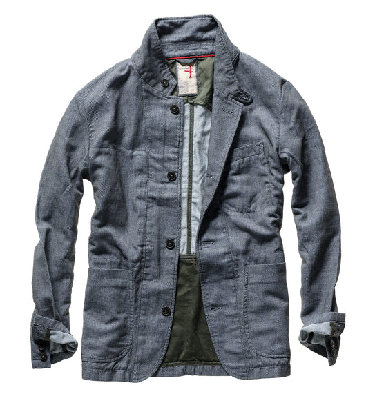 Relwen Tropical Trap Blazer-Blue Dobby