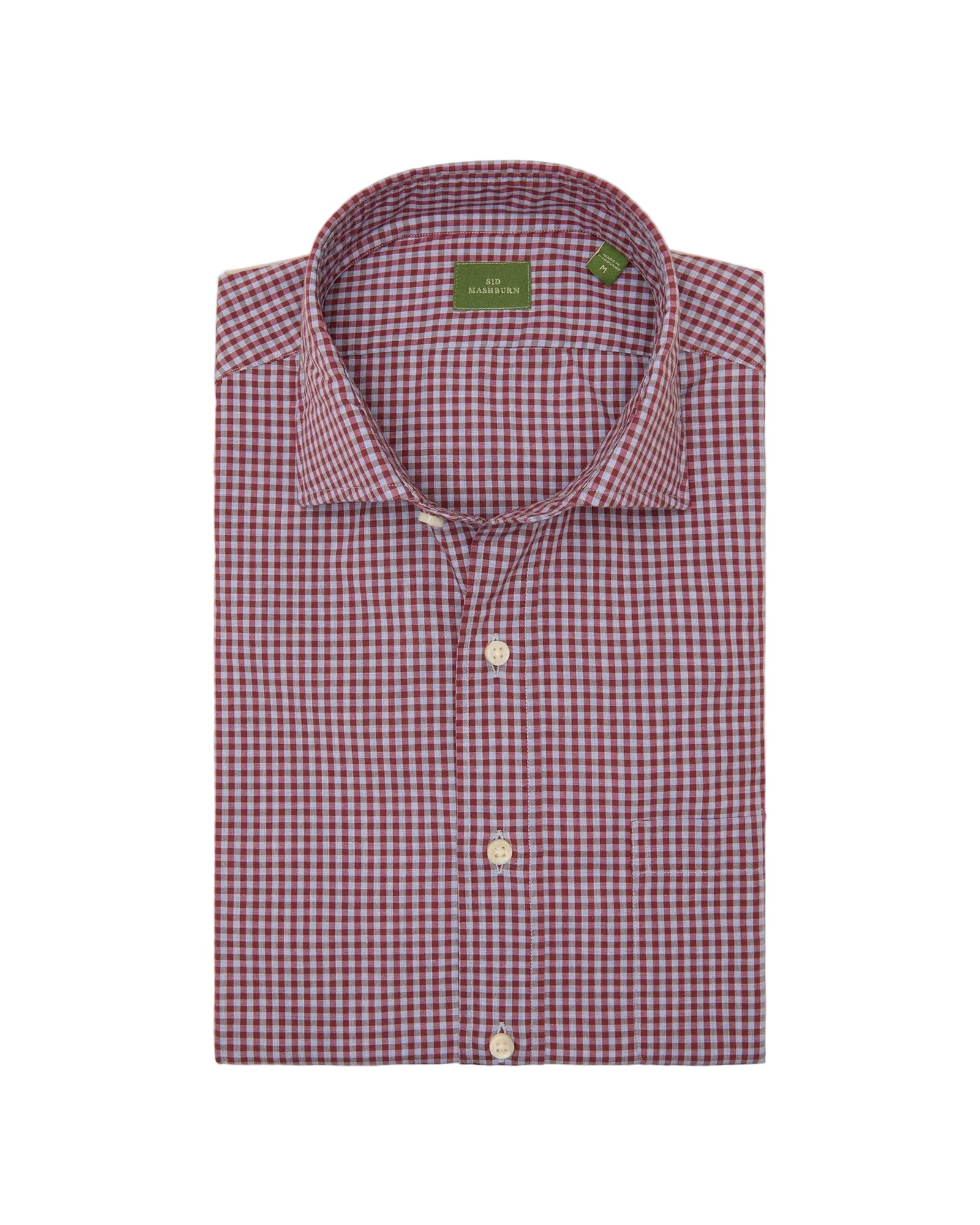 Sid Mashburn Spread Collar Sport Shirt - Heather Sky/Garnet Gingham