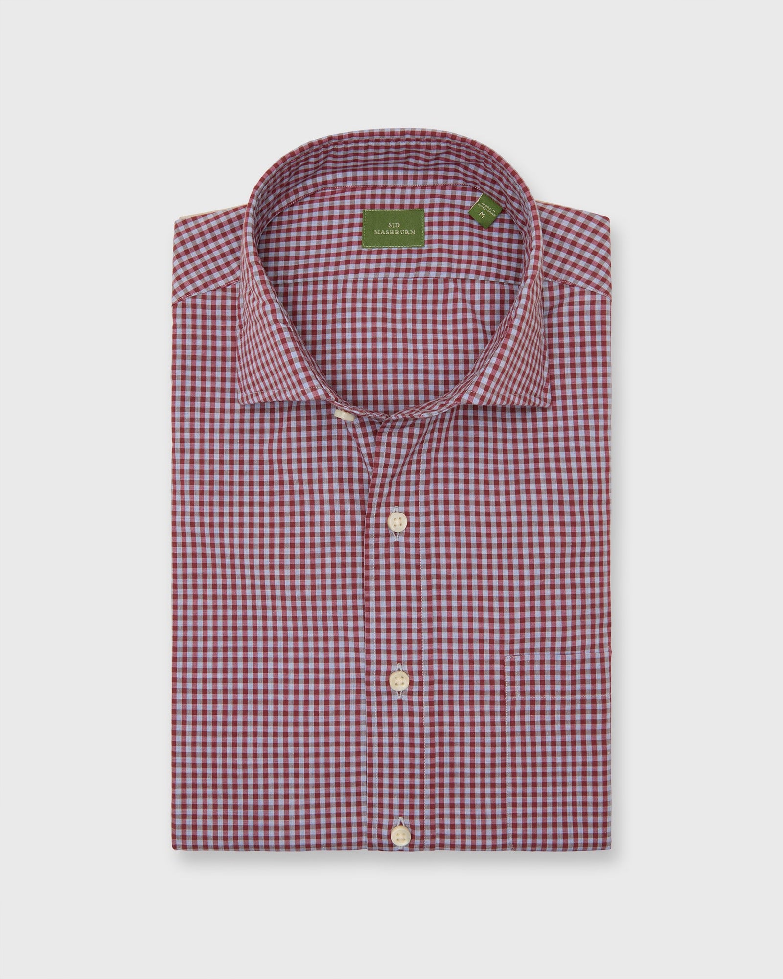 Sid Mashburn Spread Collar Sport Shirt - Heather Sky/Garnet Gingham