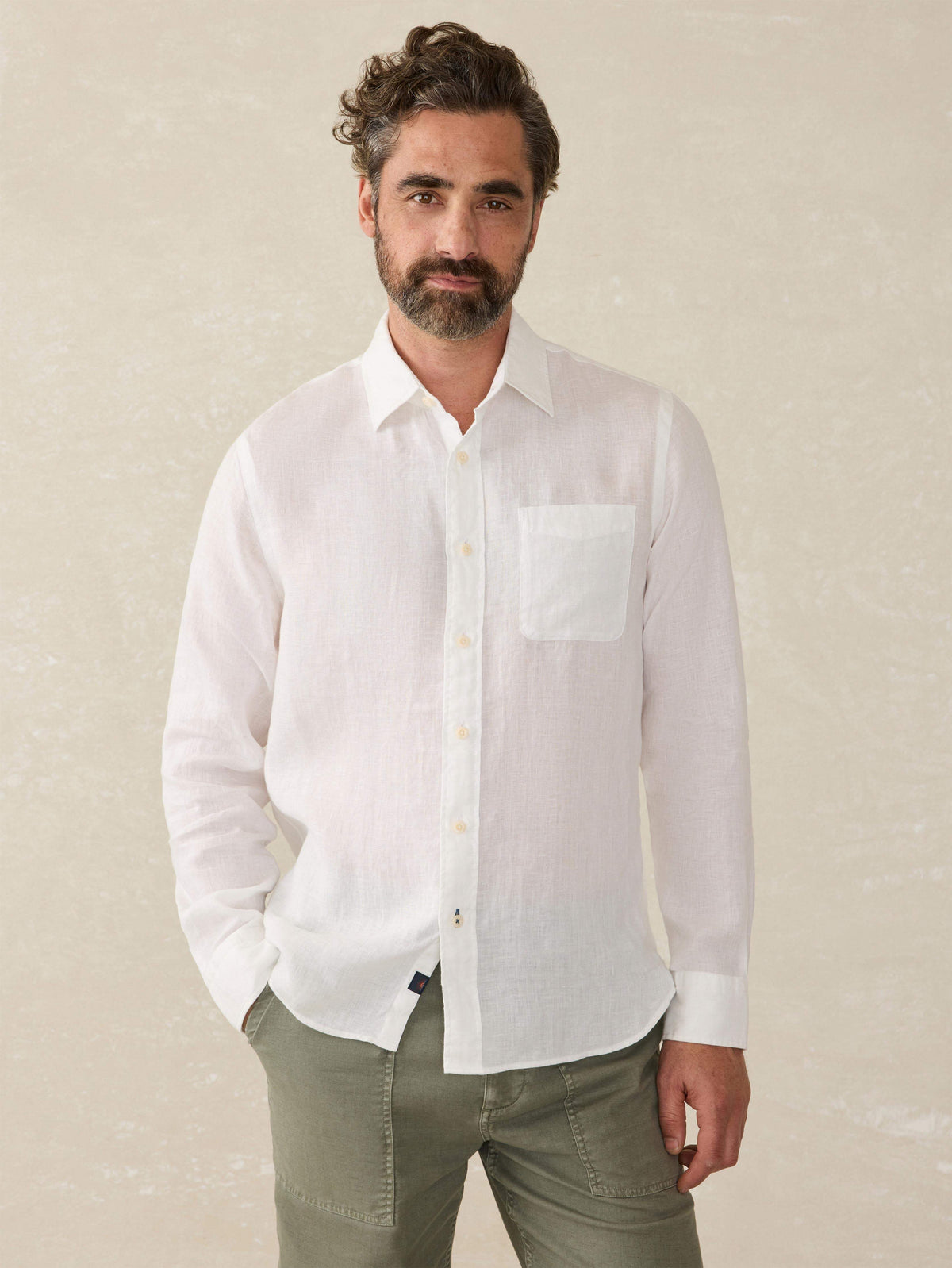 Faherty Laguna Linen Shirt - White