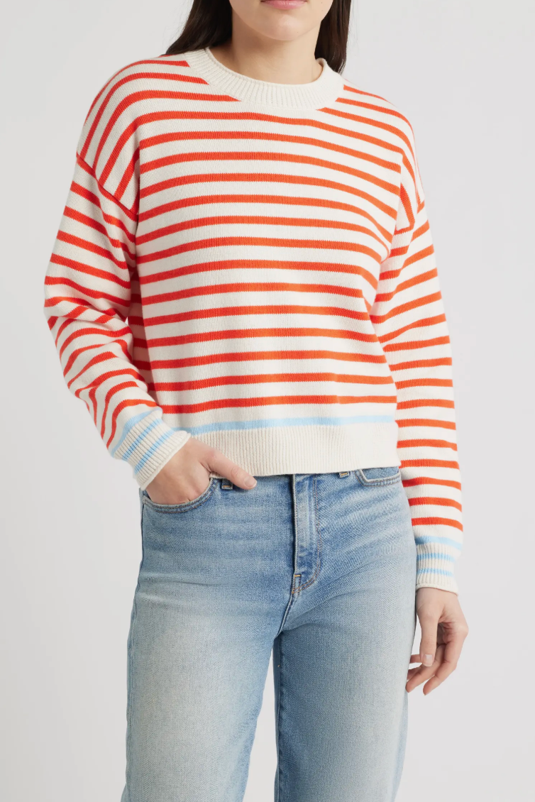 Marine Layer - Suki Rollneck Sweater - Red Stripe
