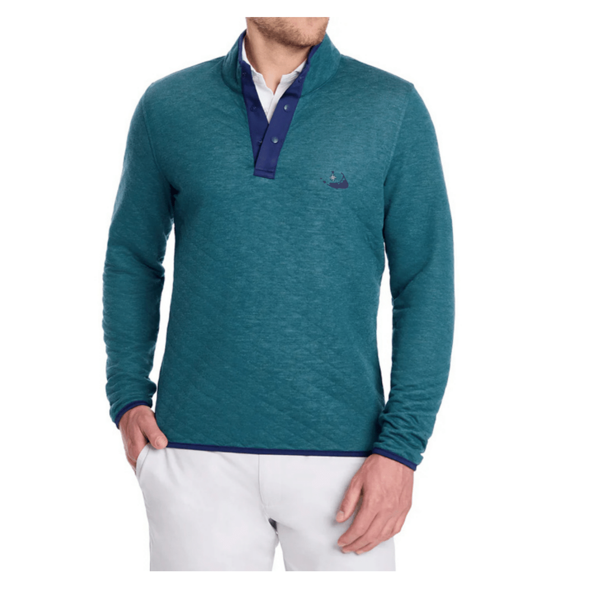 Holderness & Bourne The Sullivan - Heather Teal & Deep Navy Island Logo