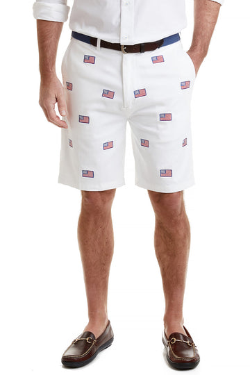 Castaway CISCO SHORT - WHITE W/ AMERICAN FLAG
