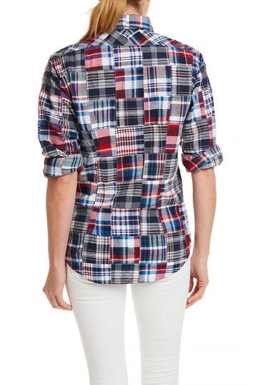Castaway Ladies Button Down Shirt Bromley Patch Madras