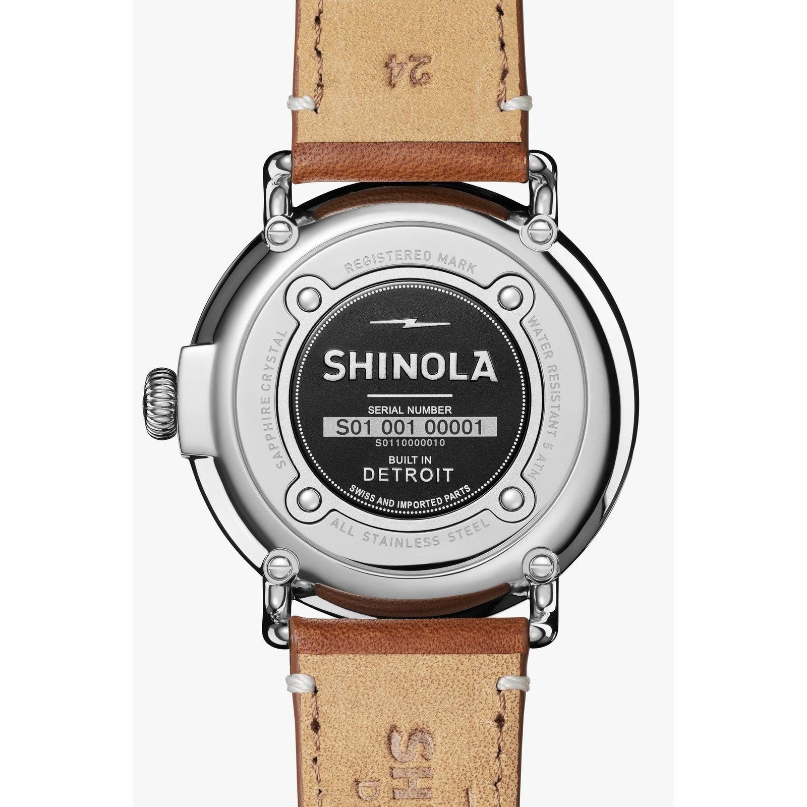 Shinola The Runwell 47MM Men's White Watch - Tan Leather Strap