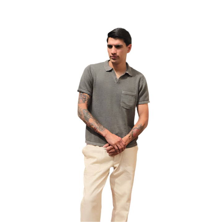 Umber & Ochre Manbir Johnny Collar Shirt - Charcoal