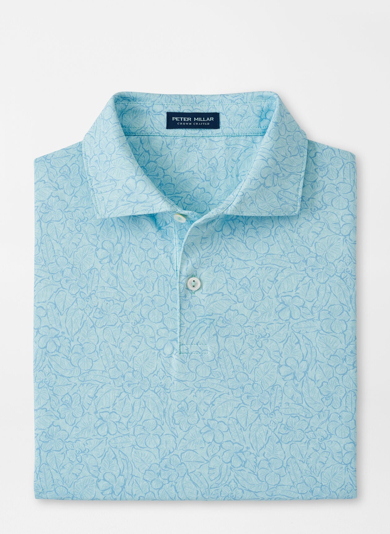 Peter Millar Trellis Performance Polo in Iced Aqua with Island Logo