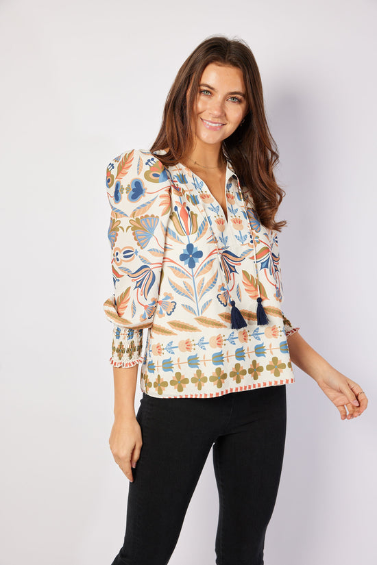 Sail To Sable Tassel Front Top Geo Floral Border