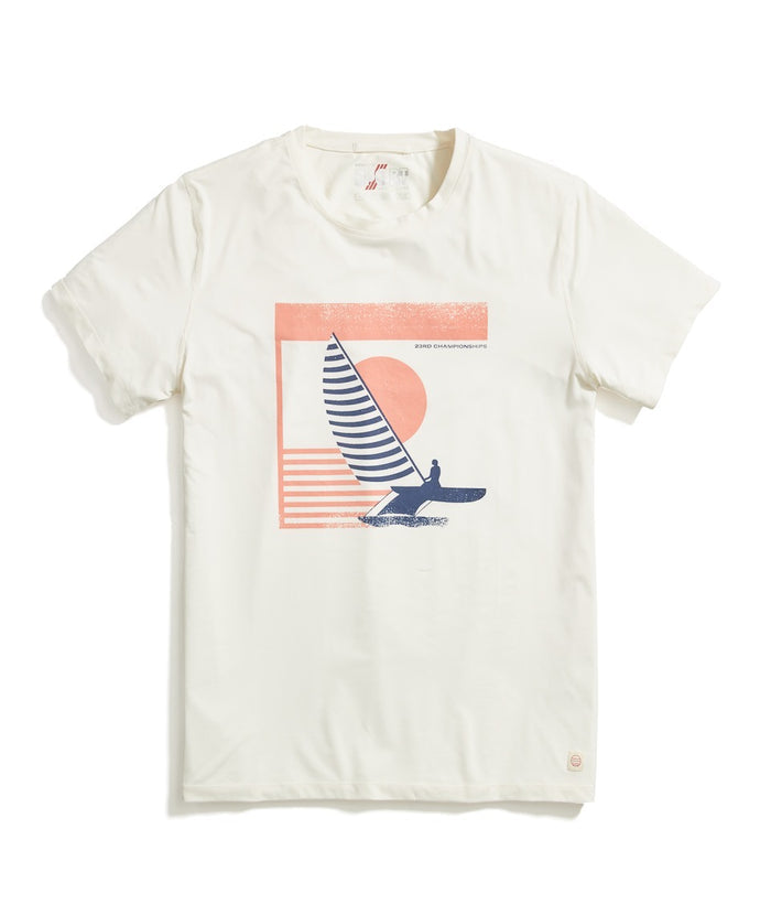 Marine Layer SS RECYCLED SPORT GRAPHIC TEE-WHITE