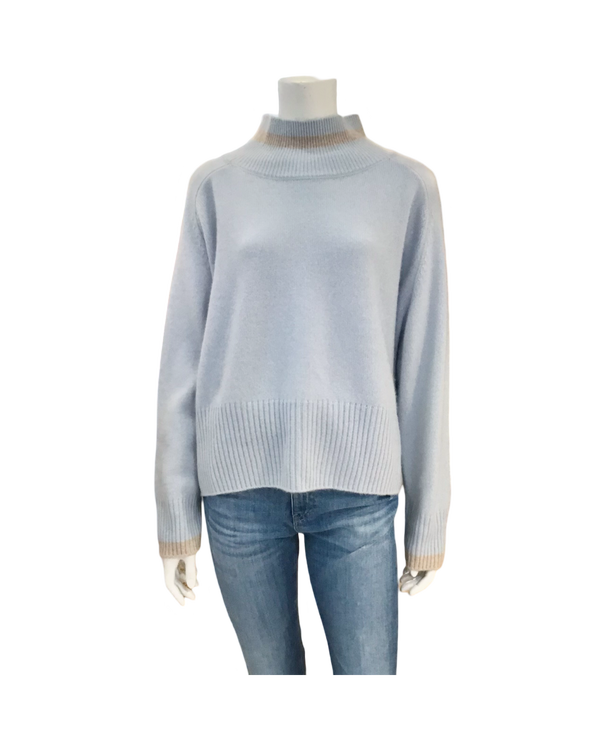 Cortland Park Hamilton Turtleneck Sweater Sky Blue/Beige