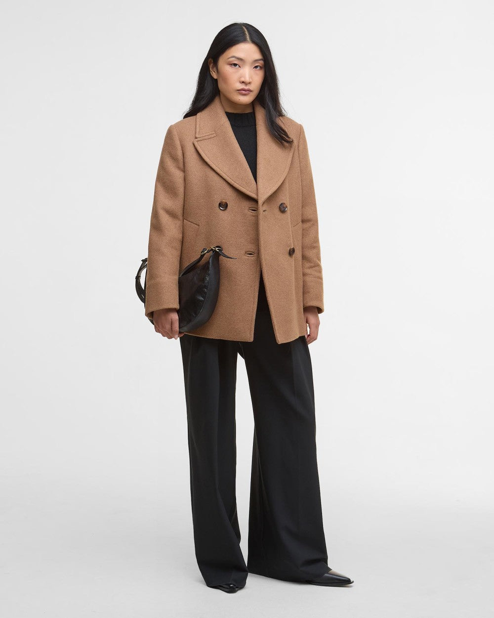 Barbour Indie Military Wool Peacoat Camel/Hessian Tartan