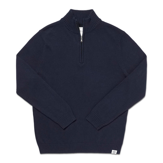 Long Wharf Supply Mens Jersey Stitch Quarter Zip - Navy