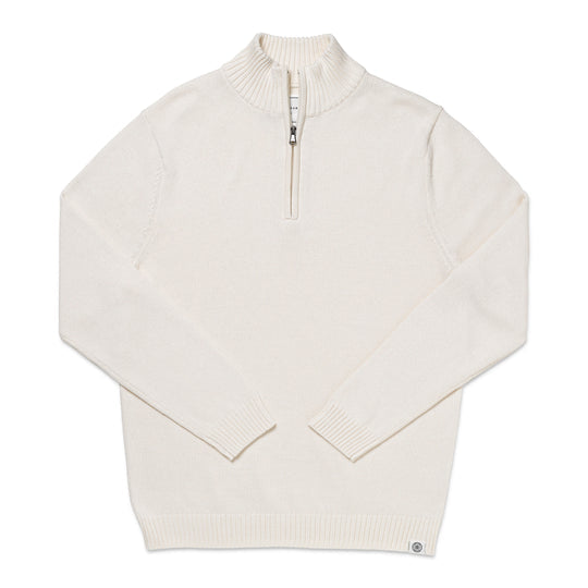 Long Wharf Supply Men&#39;s Jersey Stitch Quarter Zip - Cream