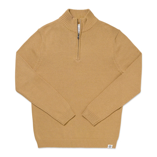 Long Wharf Supply Mens Jersey Stitch Quarter Zip - Dune