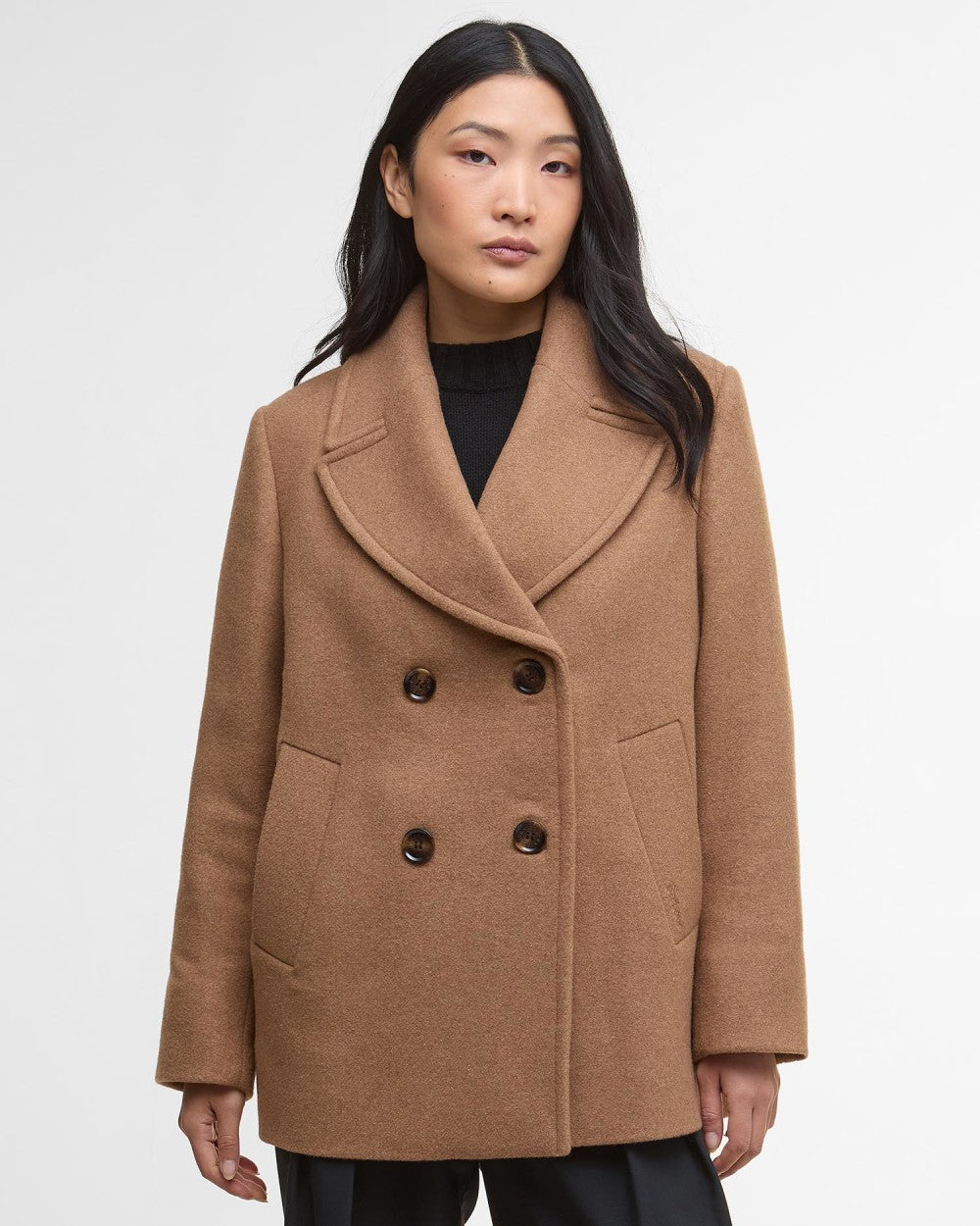 Barbour Indie Military Wool Peacoat Camel/Hessian Tartan