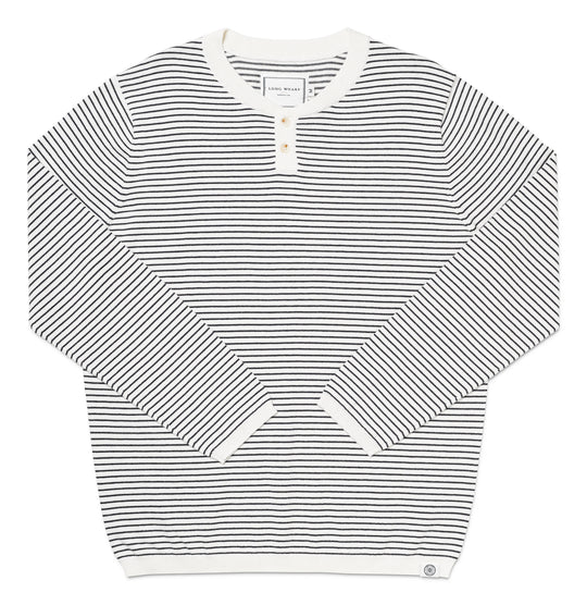 Long Wharf Supply Mens SeaWell Striped Knit Henley - Cream