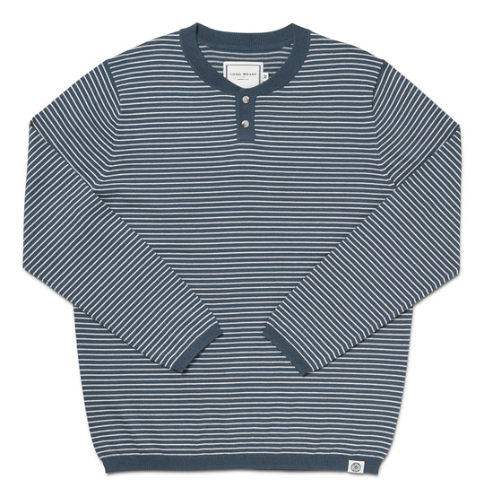 Long Wharf Supply Mens SeaWell Striped Knit Henley - Marine