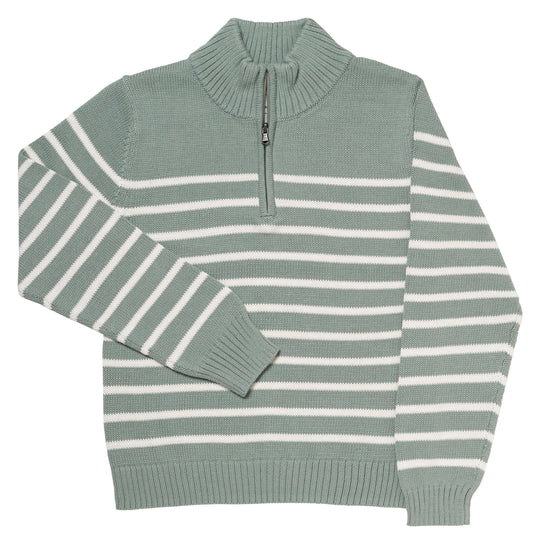 Long Wharf Supply Ladies Sconset Seawell Quarter Zip Spruce/Cream Sweater