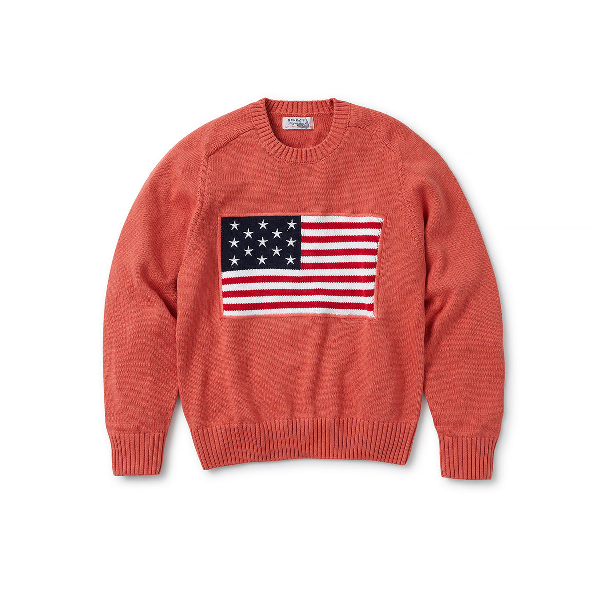 Nantucket Reds Collection® Crewneck Sweater with American Flag Intarsia - Nantucket Red
