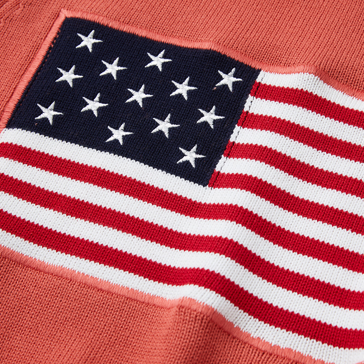 Nantucket Reds Collection® Crewneck Sweater with American Flag Intarsia - Nantucket Red