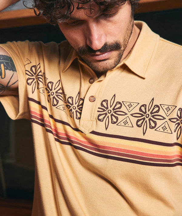 Marine Layer SS ARCHIVE POLO-YELLOW VINTAGE STRIPE - Murray's