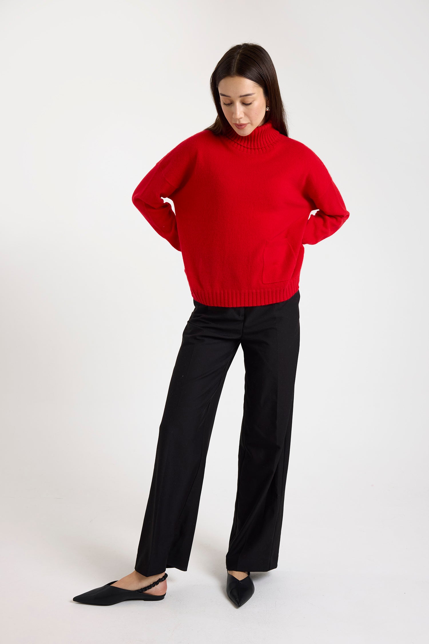 Brodie Cashmere Pippin Roll Neck Sweater Red