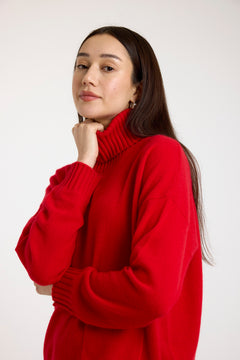 Brodie Cashmere Pippin Roll Neck Sweater Red - Murray's Toggery Shop