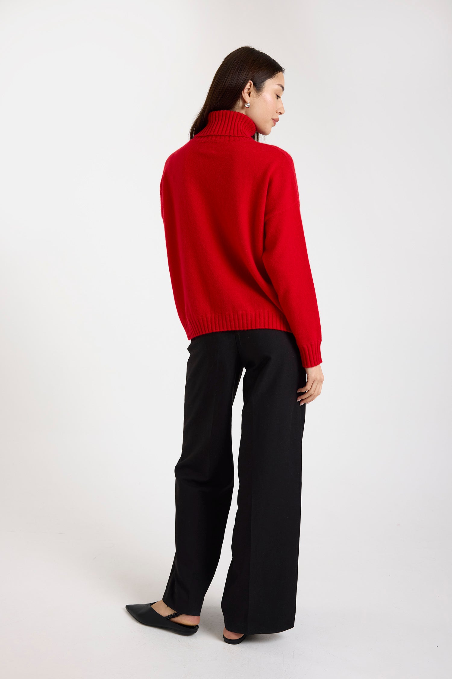 Brodie Cashmere Pippin Roll Neck Sweater Red