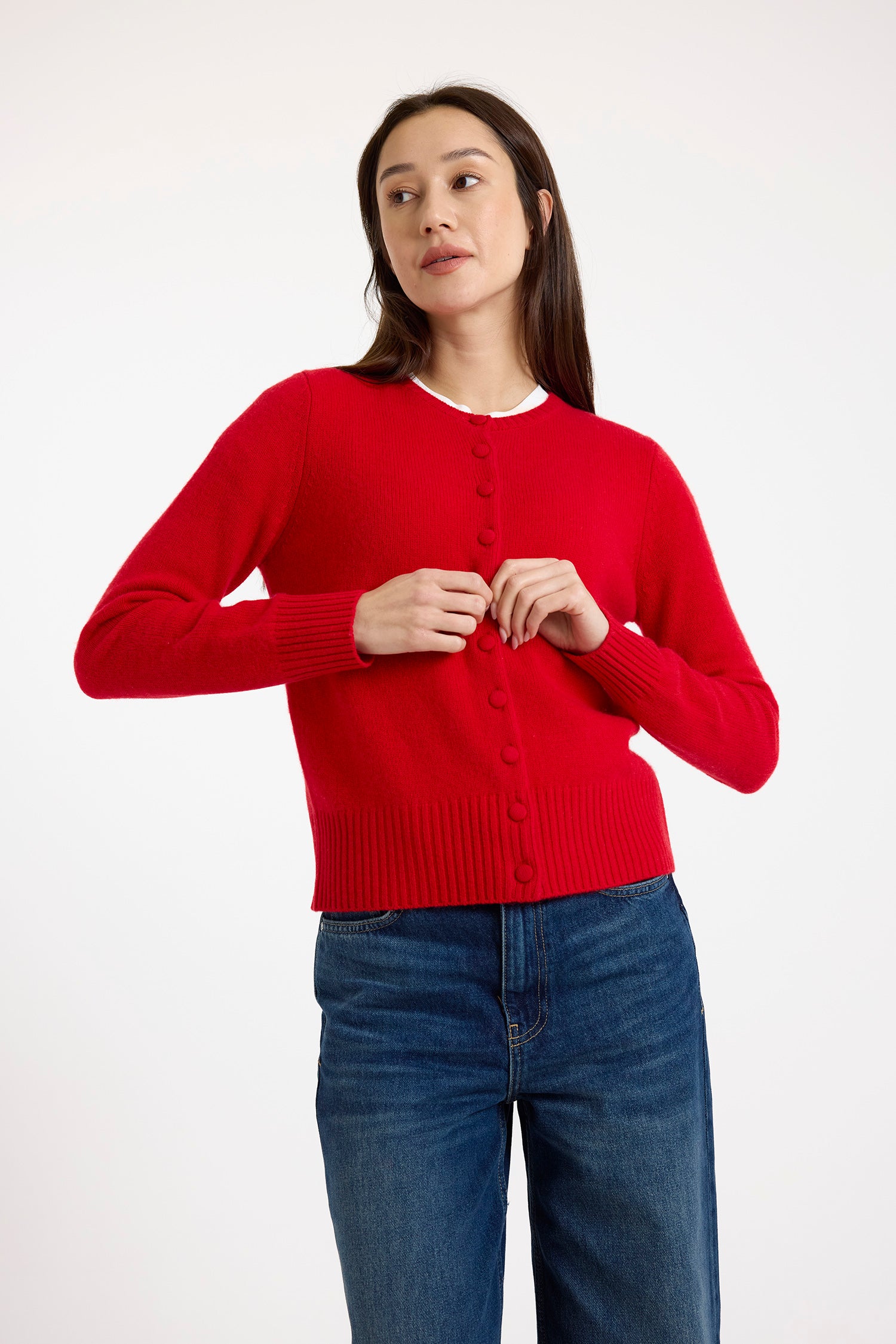 Brodie Cashmere Niamh Cardigan Sweater Red
