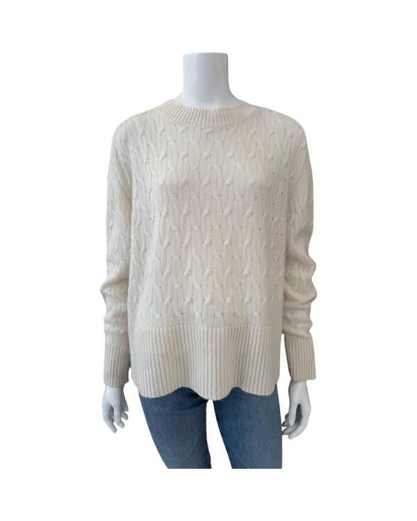 Cortland Park Perfect Day Cable Knit Sweater Snow White