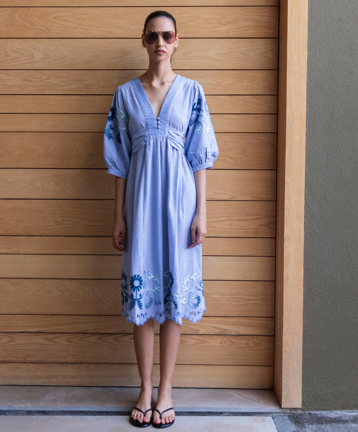 Rose and Rose - Begonia Cotton Dress - Blue Stripe