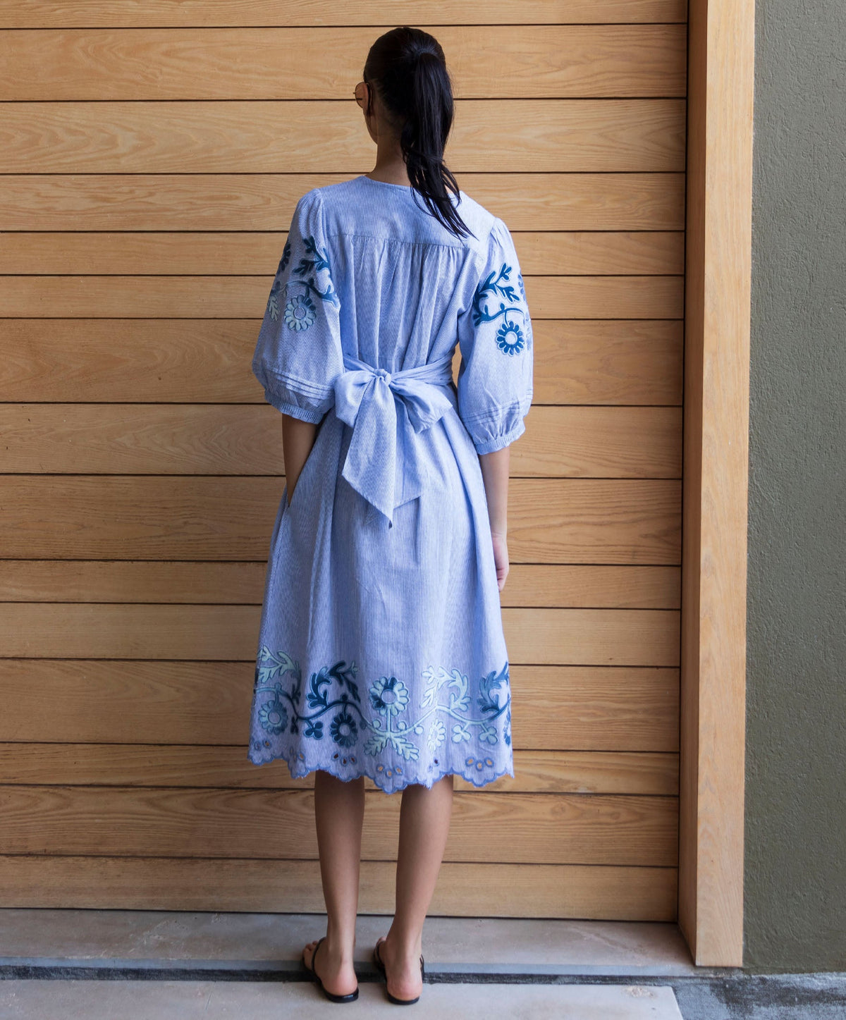Rose and Rose - Begonia Cotton Dress - Blue Stripe