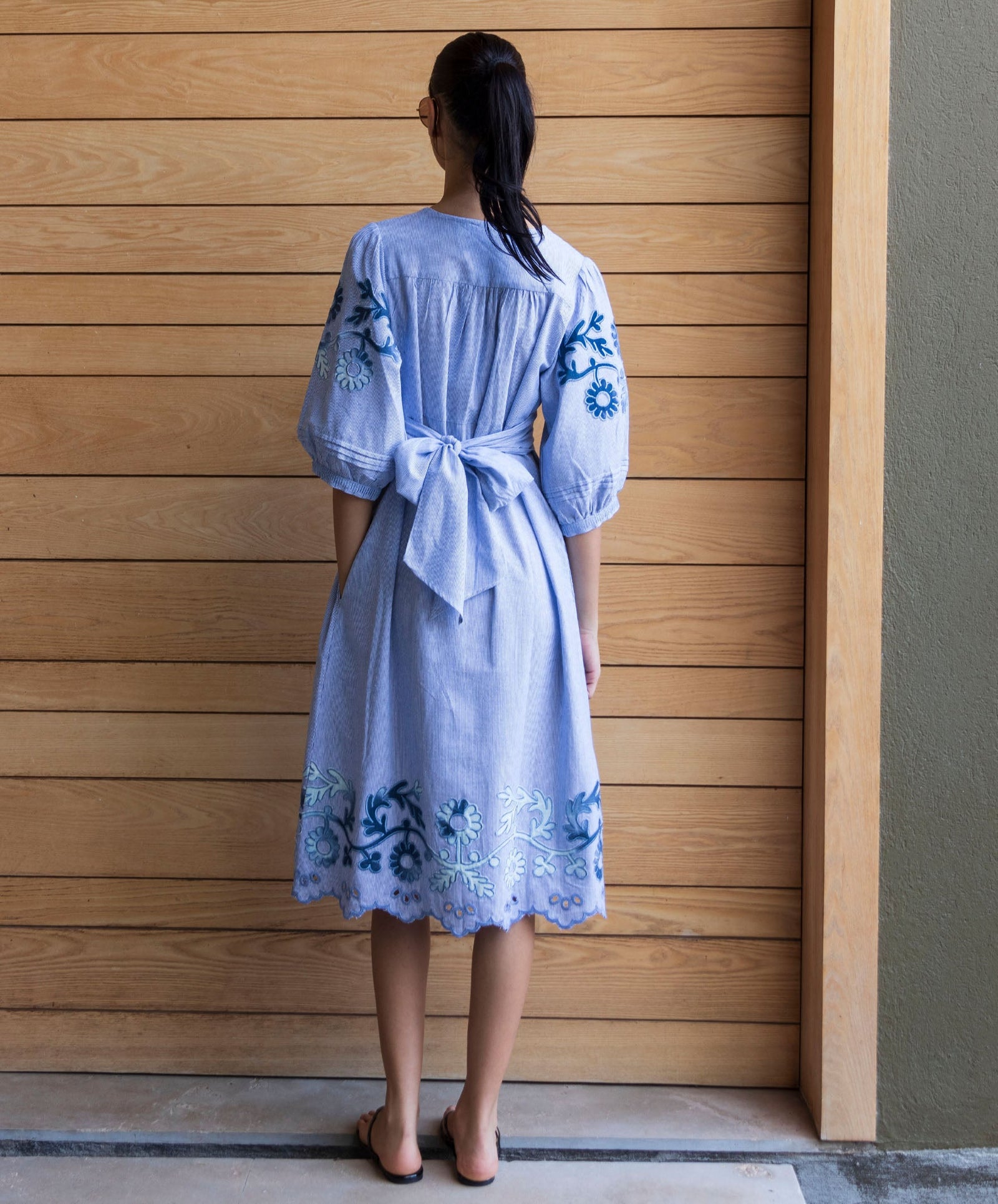 Rose and Rose - Begonia Cotton Dress - Blue Stripe
