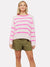 Brodie Cashmere Two Tone Boxy Stripe Cherry Blossom/Barbie Pink
