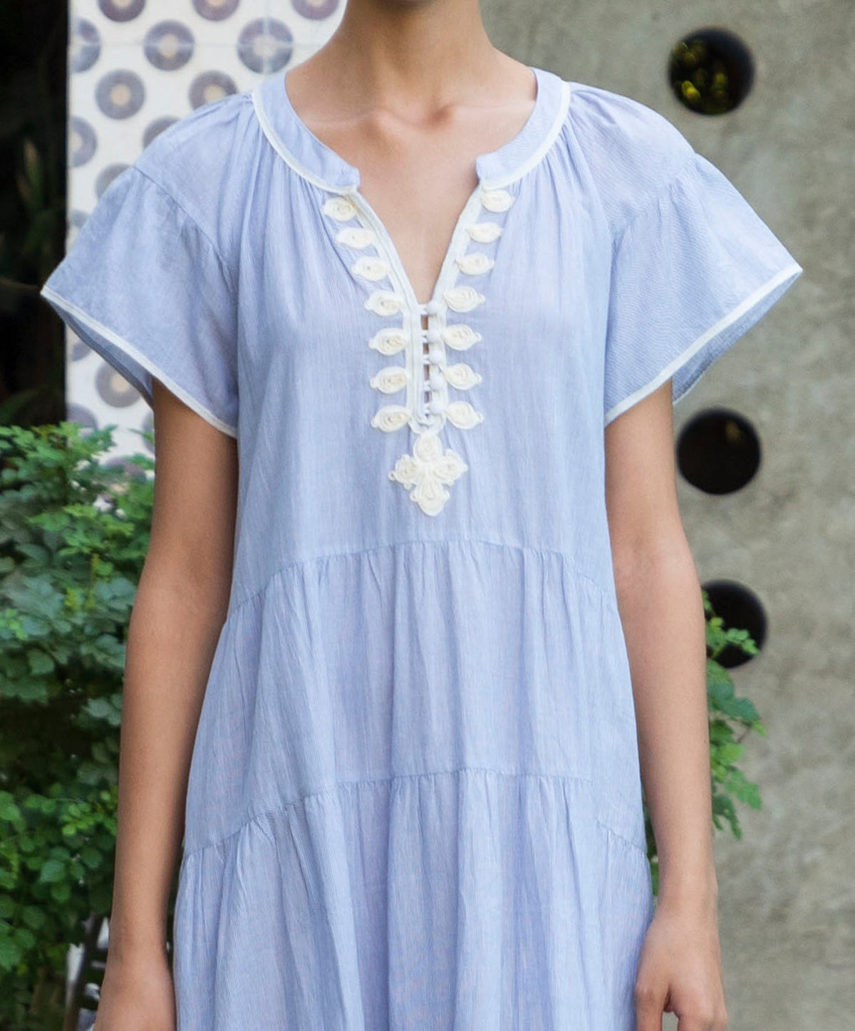 Rose and Rose - Camellia Dress - White/Navy