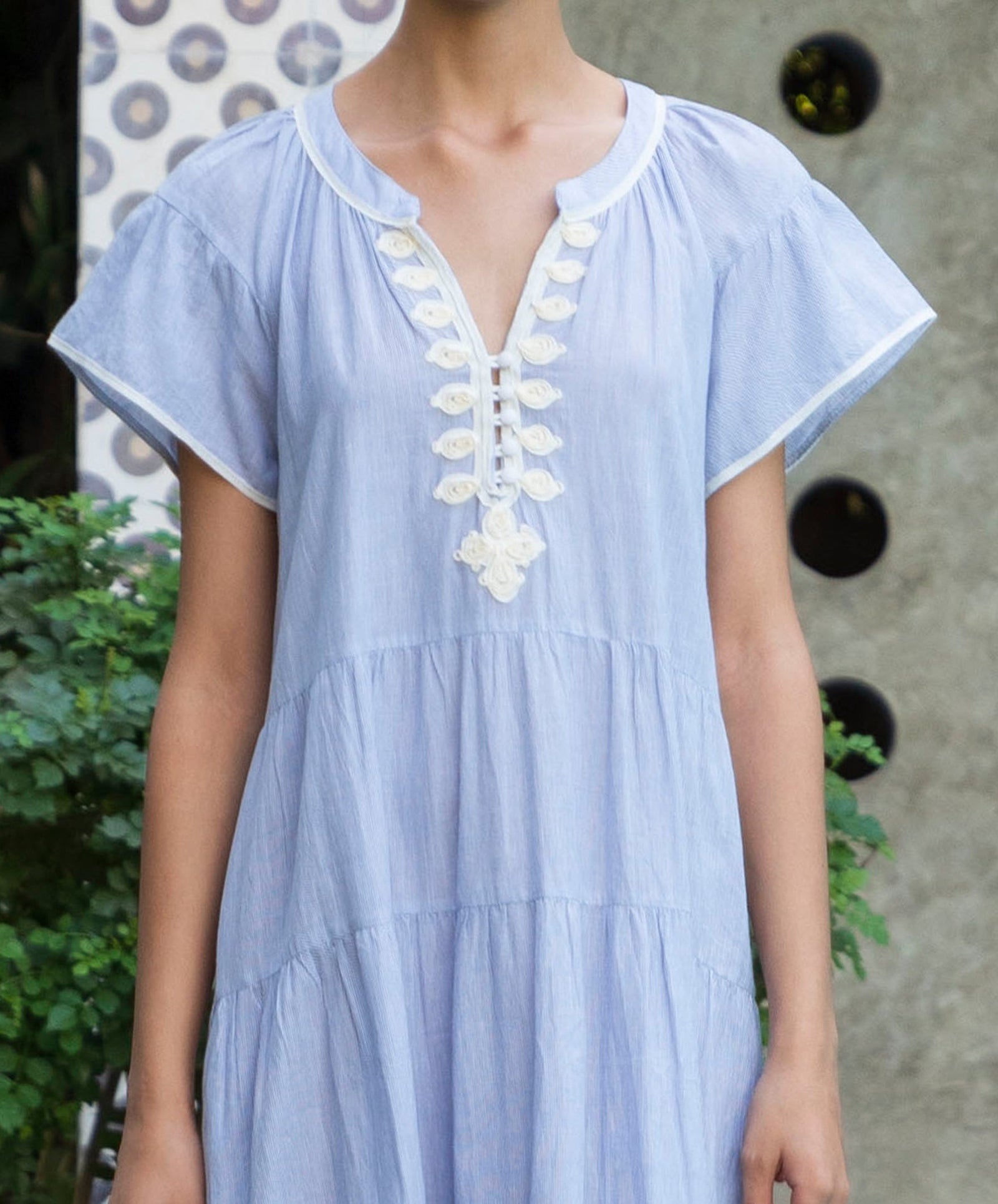 Rose and Rose - Camellia Dress - White/Navy